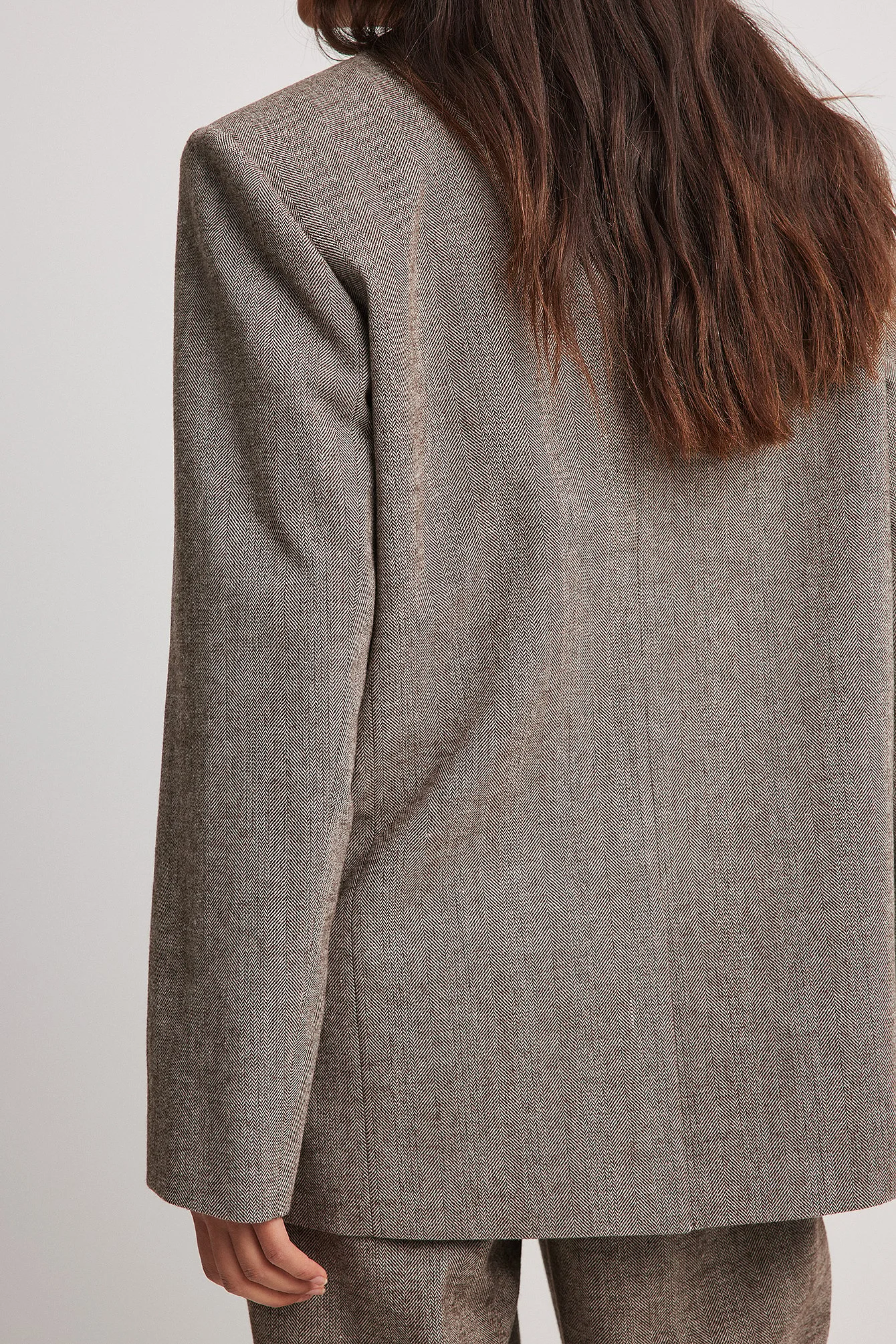 Gerader Oversize-Blazer mit Fischgrätenmuster