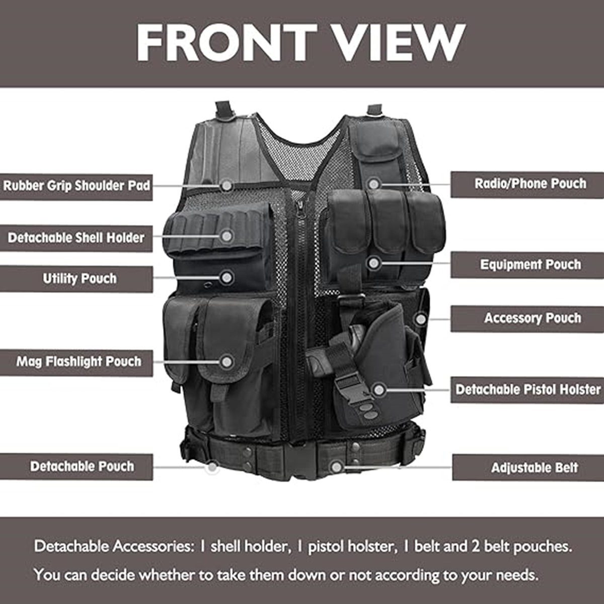 DOPWii Funktionsweste Taktische Weste, verstellbares Vest für Airsoft CS SWAT Wargame Jagd