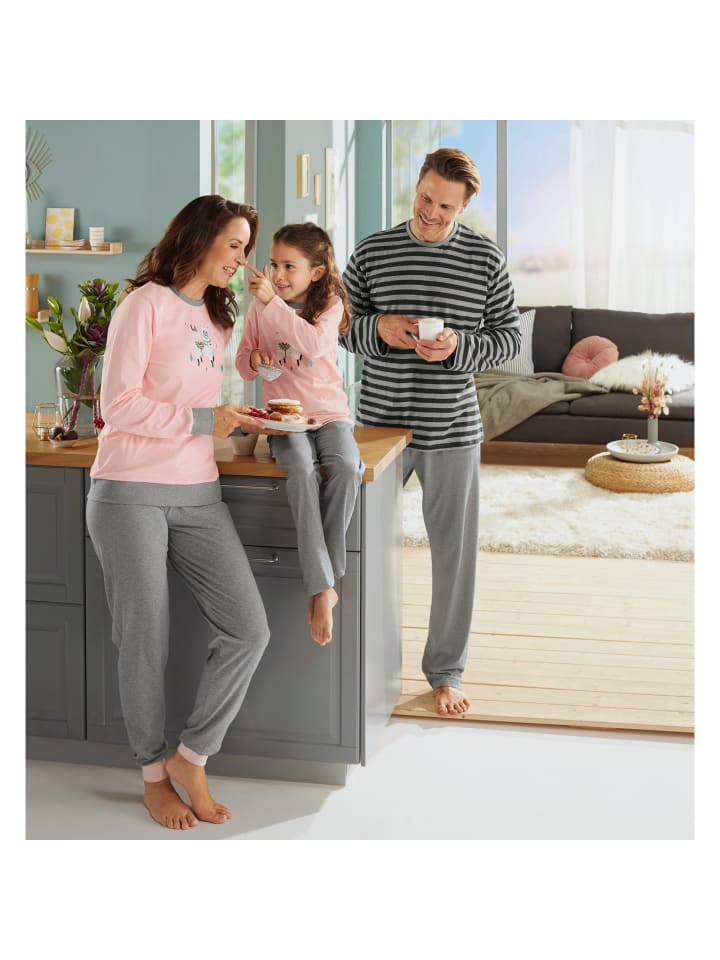 Erwin Müller Single-Jersey Kinder-Schlafanzug in rosa günstig kaufen