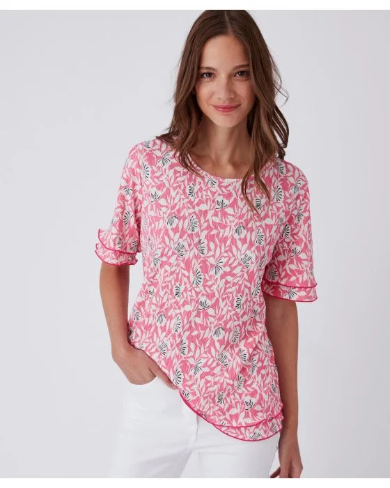 Tee-shirt maille plissée esprit volants