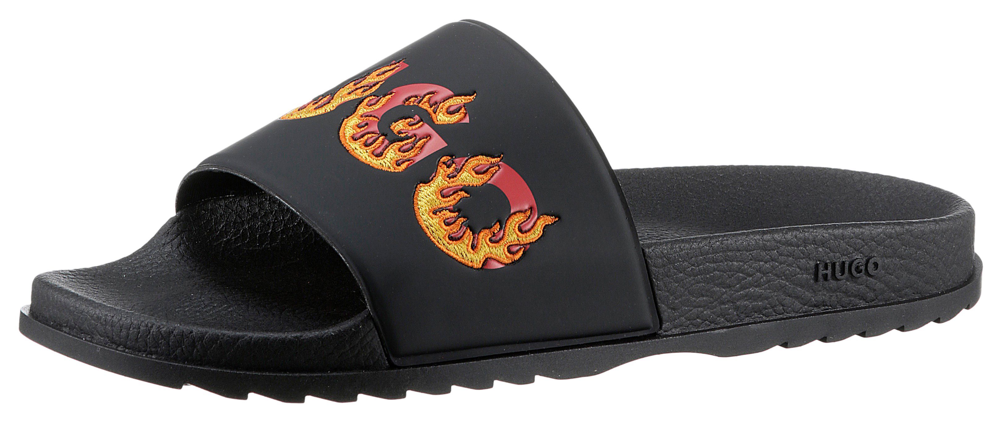 HUGO Match_Slid_ftl Pantolette mit flammendem HUGO-Logo