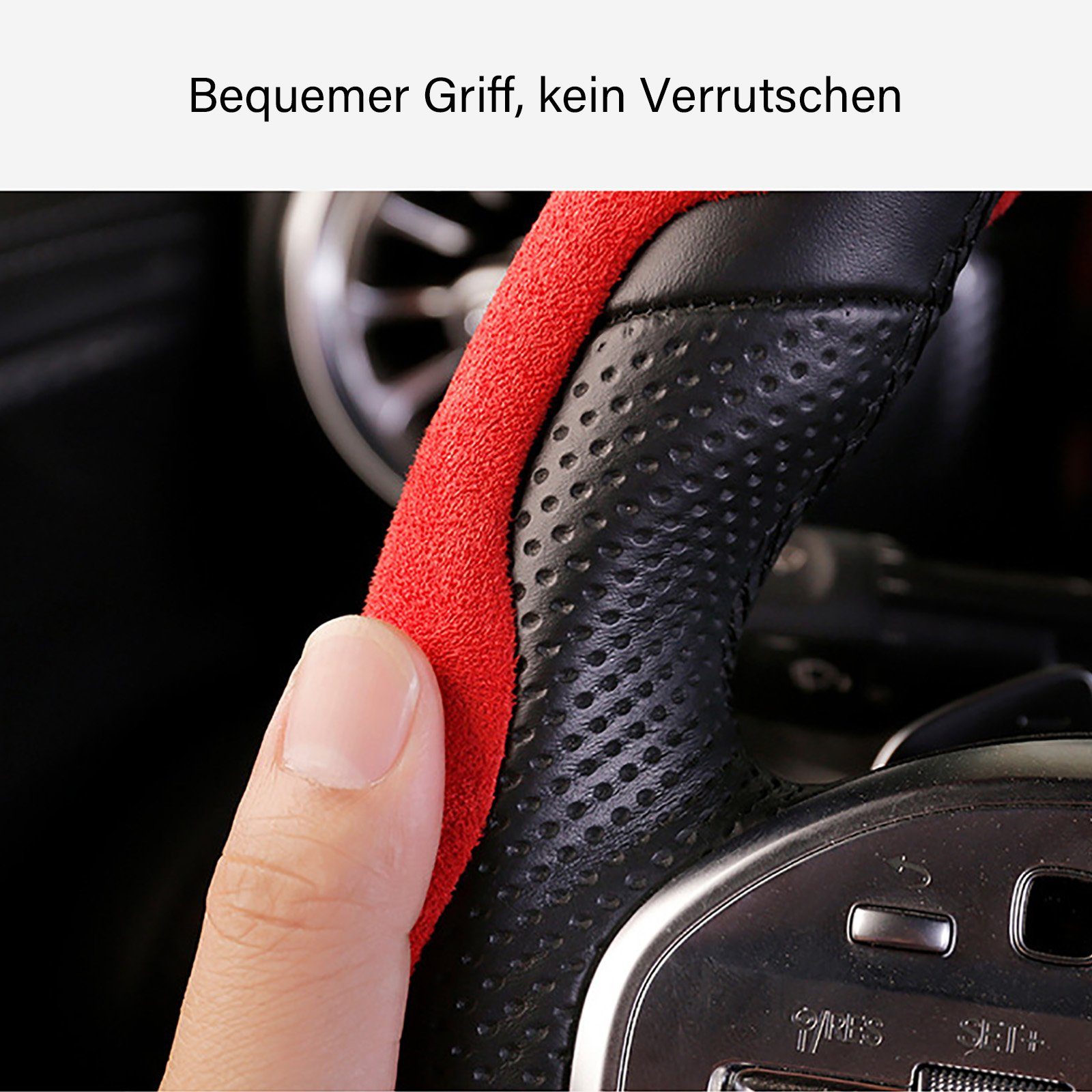 CALIYO Autokleiderbügel Lenkradbezug Four Seasons Universal-Lenkradbezugr-Anti-Rutsch-Plüsch-Lenkrad-Kartenhüllen-Innenausstattung, Schützt Lenkradbezüge vor Kratzern, Verblassen und Abnutzung/Schützt die Hände vor Hitze und Kälte