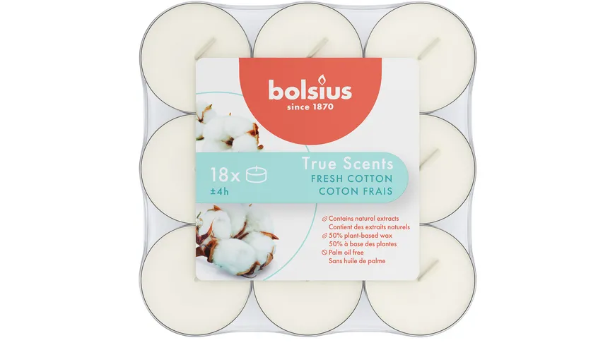 bolsius Duft-Teelichte True Scents 4h 18er Pack Fresh Cotton Fresh Cotton