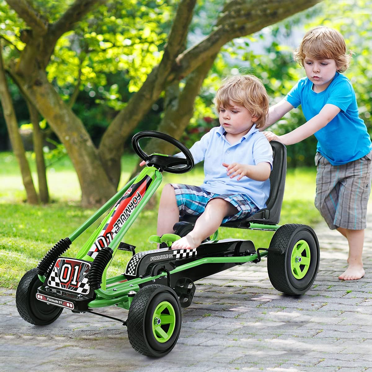 Costway Gokart mit Handbremse und verstellbarem Sitz