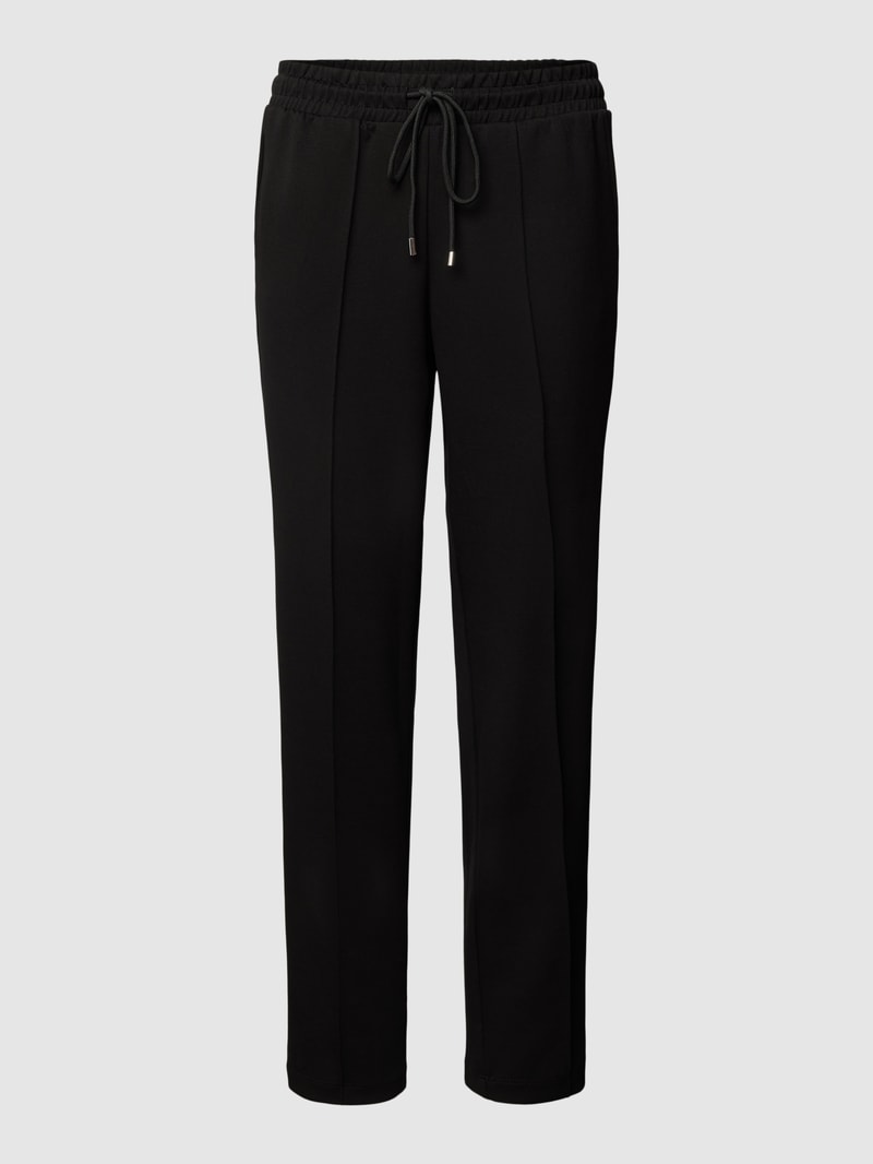 Stoffhose mit Ziernähten in schwarz
