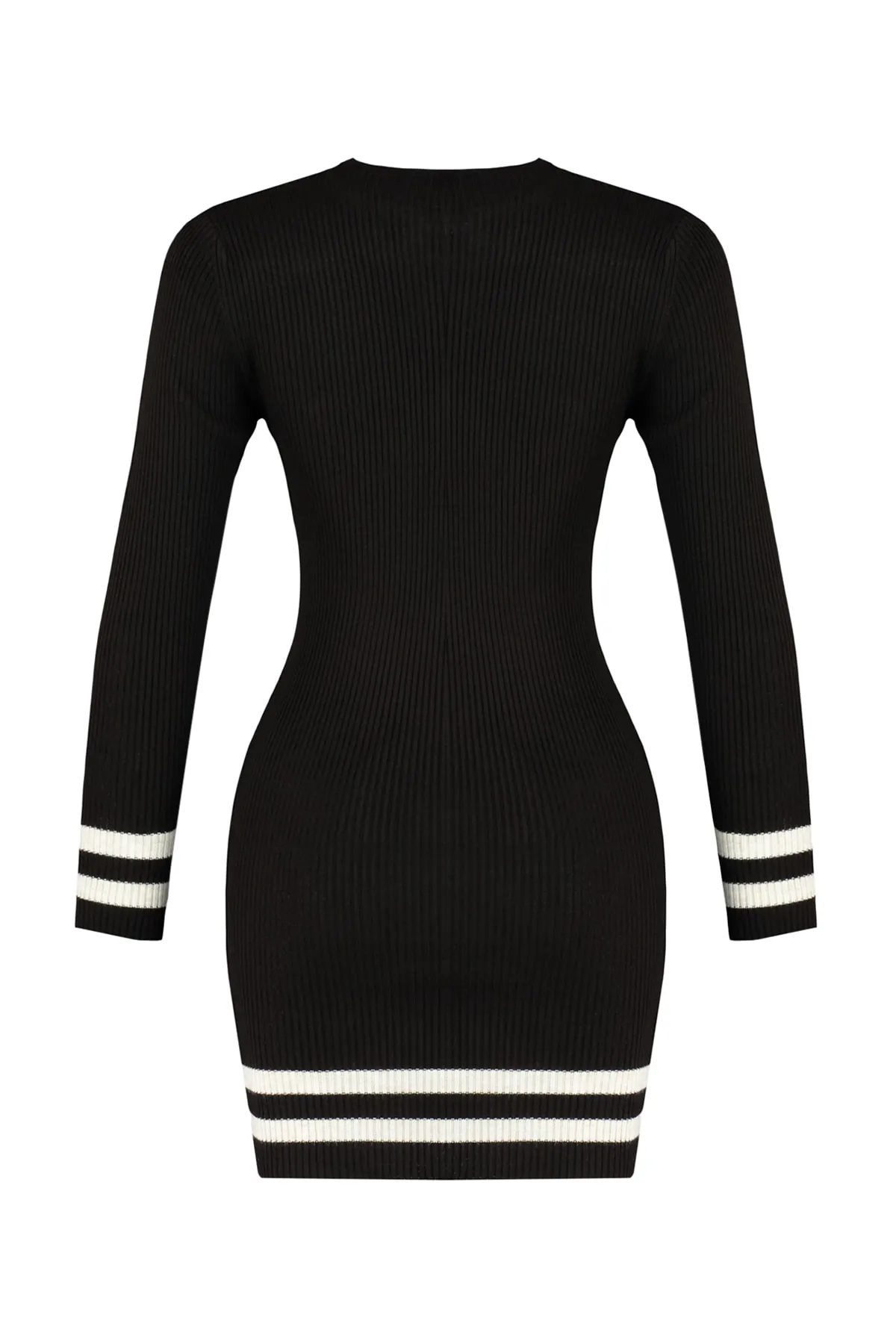 Trendyol Collection  Braunes Mini-Strickkleid mit gestreiftem Saum TWOAW20EL1274