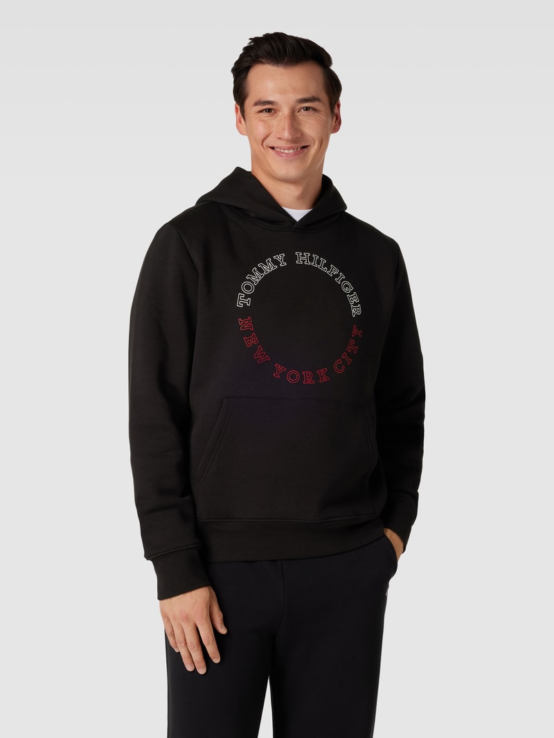 Hoodie mit Label-Print Modell 'MONOTYPE' in schwarz