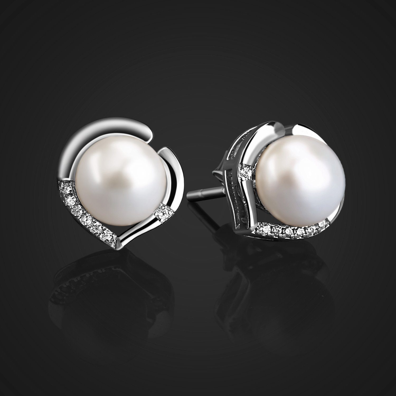 POCHUMIDUU Paar Ohrhänger Perlen Ohrringe Damen 925 Sterling Silber Ohrstecker (2-tlg), mit Zirkonia