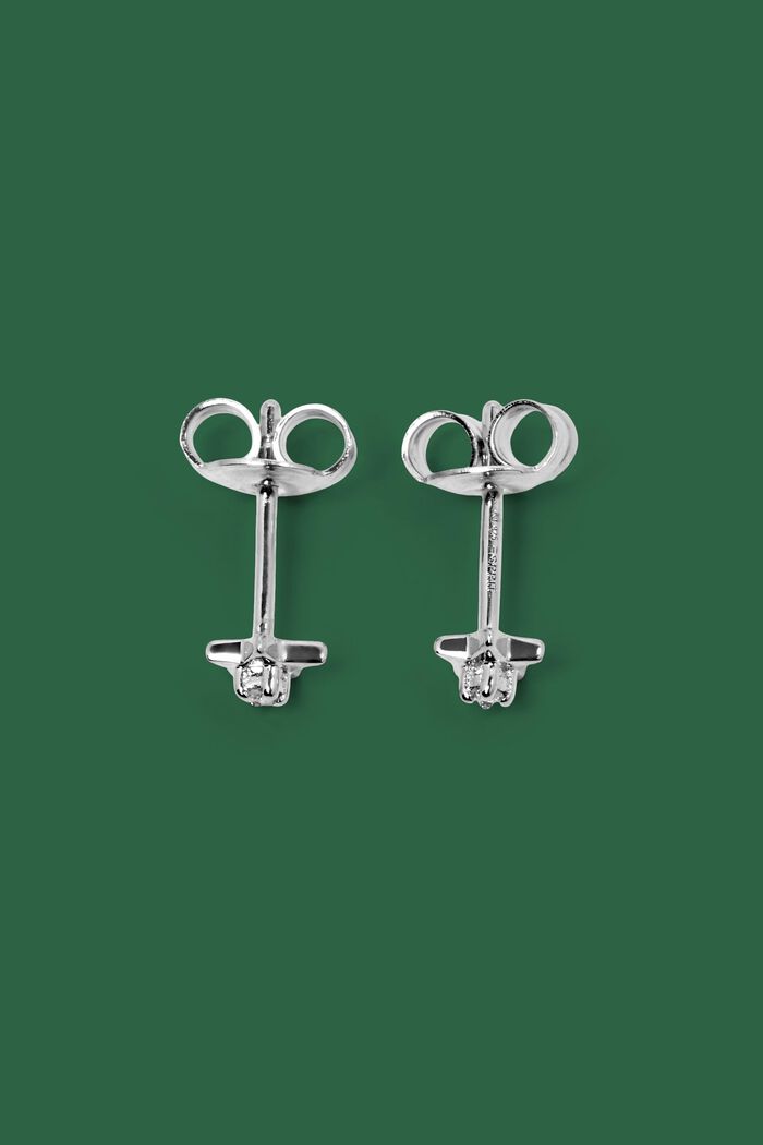 Stern-Ohrstecker mit Diamanten, Sterling Silber