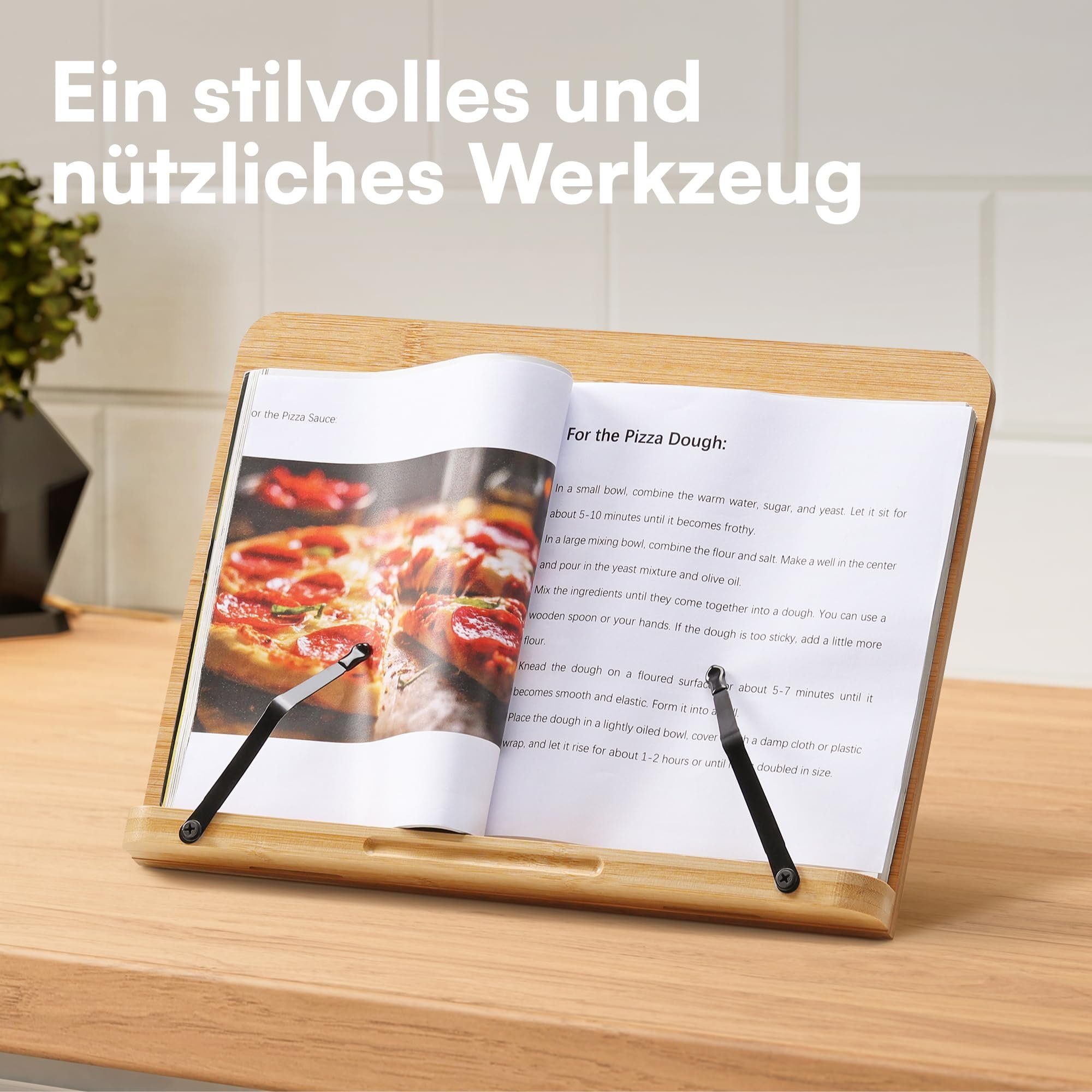 H&S Zeitungsständer Klappbarer Buchständer aus Bambusholz für Kinder, Faltbarer Bambus-Holz Buchständer für Kinder
