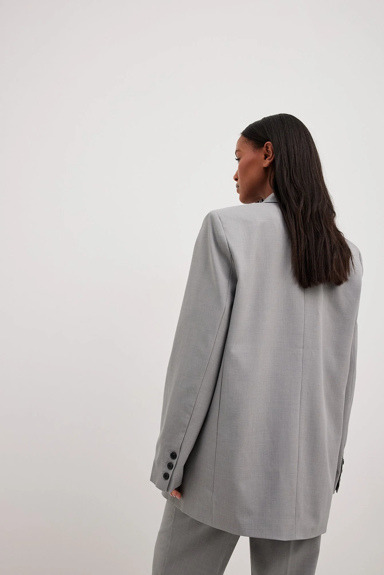 Melange-Blazer in Oversize mit drei Knöpfen