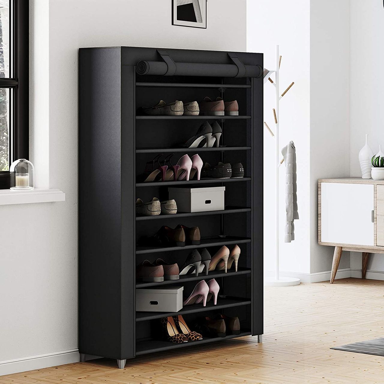 Songmics Schuhregal mit 10 Ebenen, 100 x 28 x 162 cm