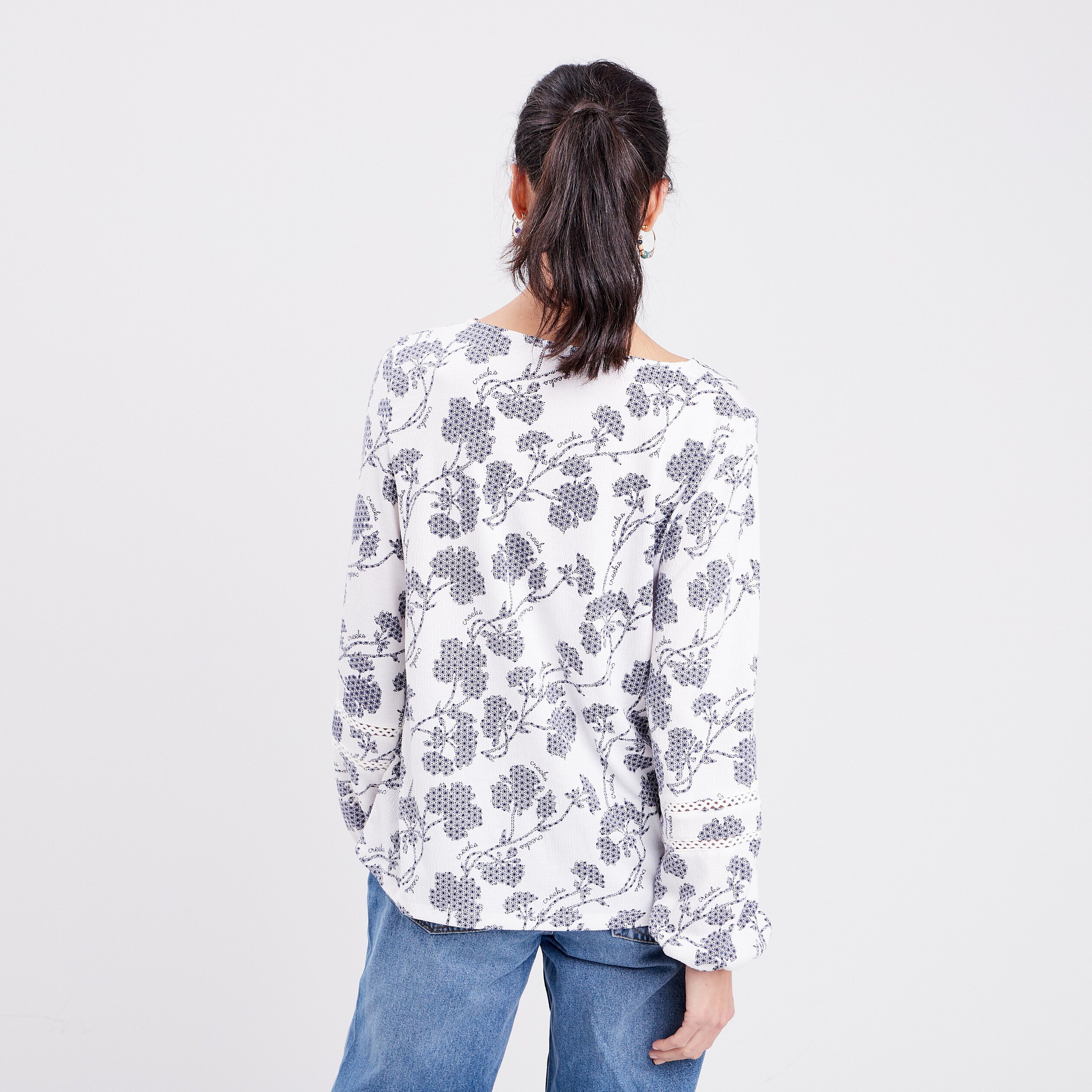 T-shirt manches longues Creeks bleu femme | La Halle