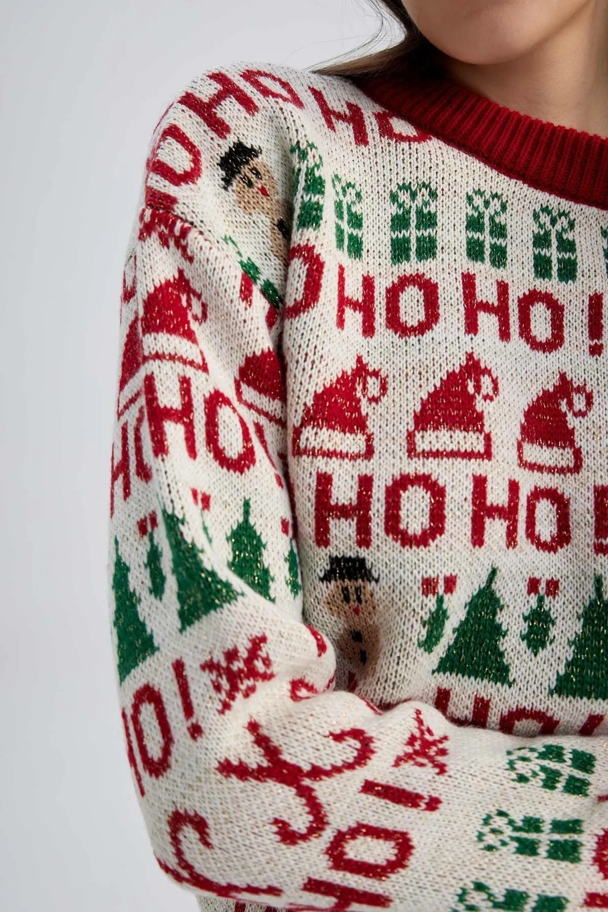 DeFacto  Oversize-Pullover mit Rundhalsausschnitt und Weihnachtsmotiv