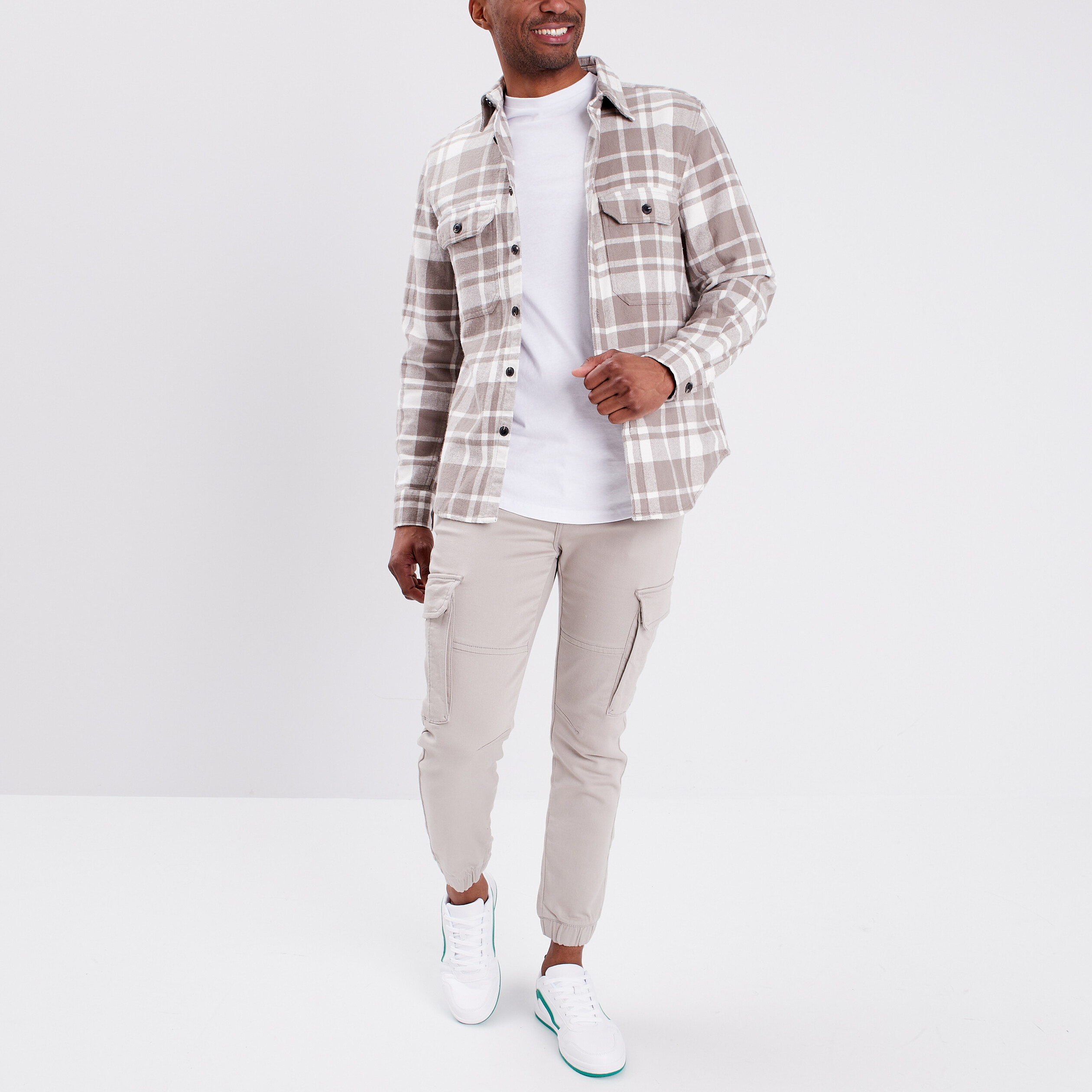 Surchemise coton manches longues Creeks gris homme | La Halle
