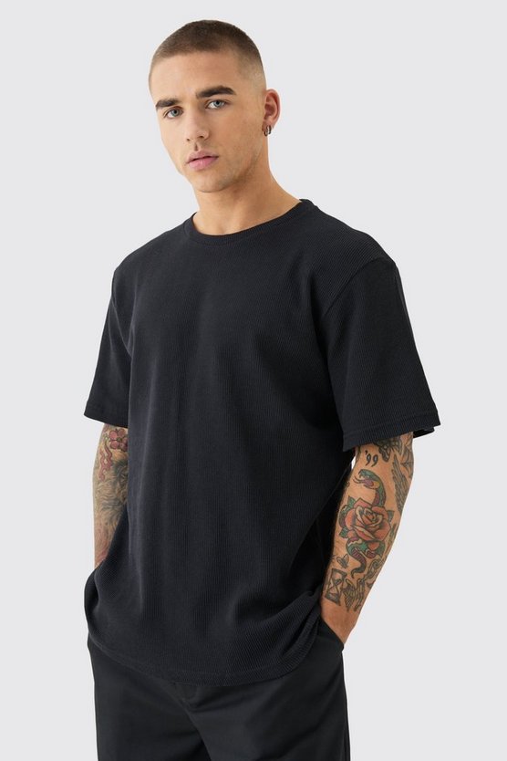 T-Shirt in Waffeloptik