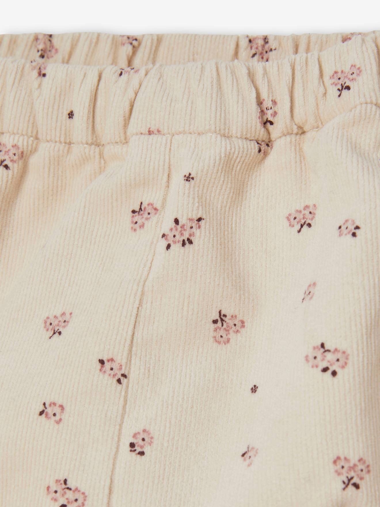 Vertbaudet 2er-Pack Mädchen Baby Shorts, Cord - bordeaux/beige bedruckt
