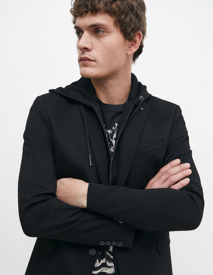 Veste noire Interlock à parementure amovible Homme