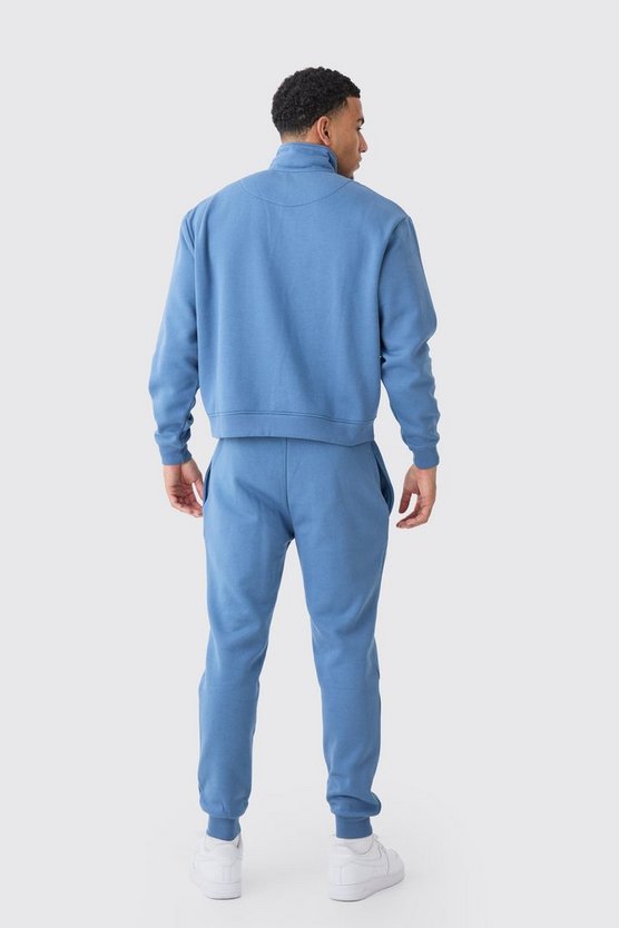 Kastiger Oversize Sweatshirt-Trainingsanzug mit 1/4 Reißverschluss