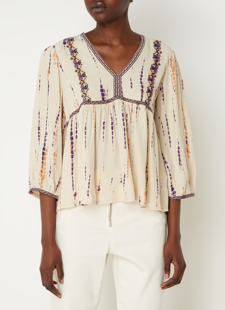 ba&sh Tunic with balloon sleeves and print