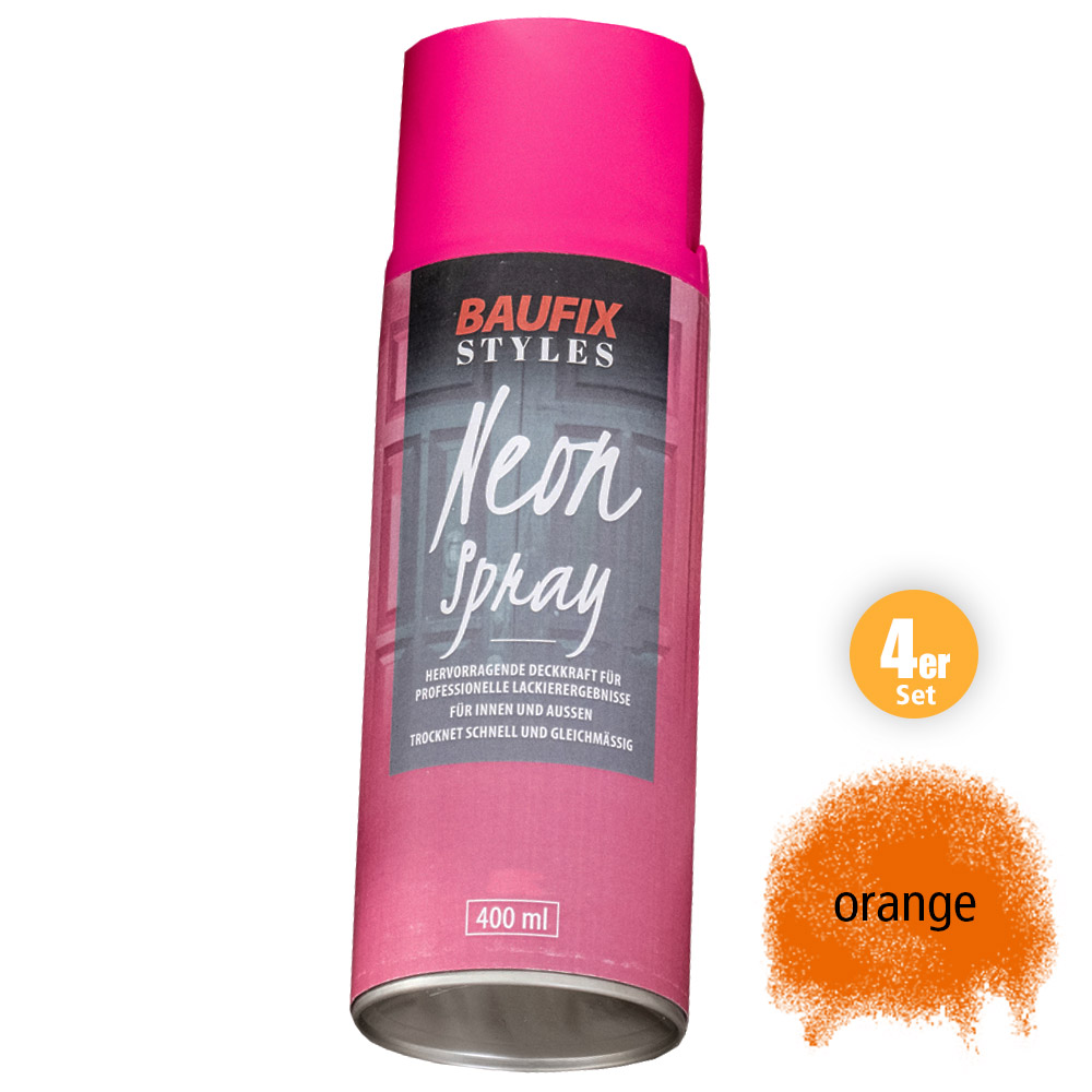 Powertec Color Baufix Neonspray - Neonorange 4-er Set