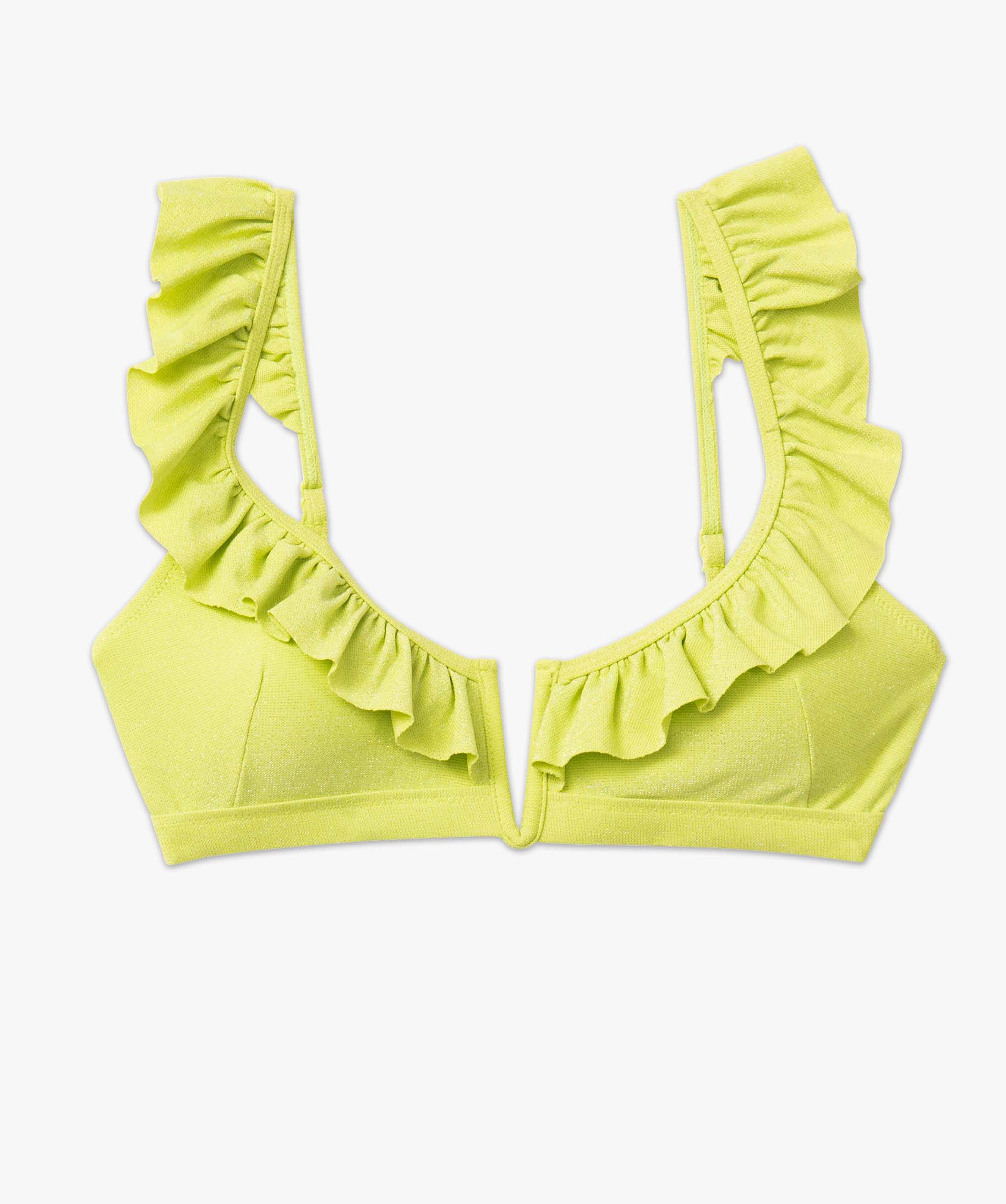 Haut de maillot de bain femme forme triangle à volant vert | GEMO