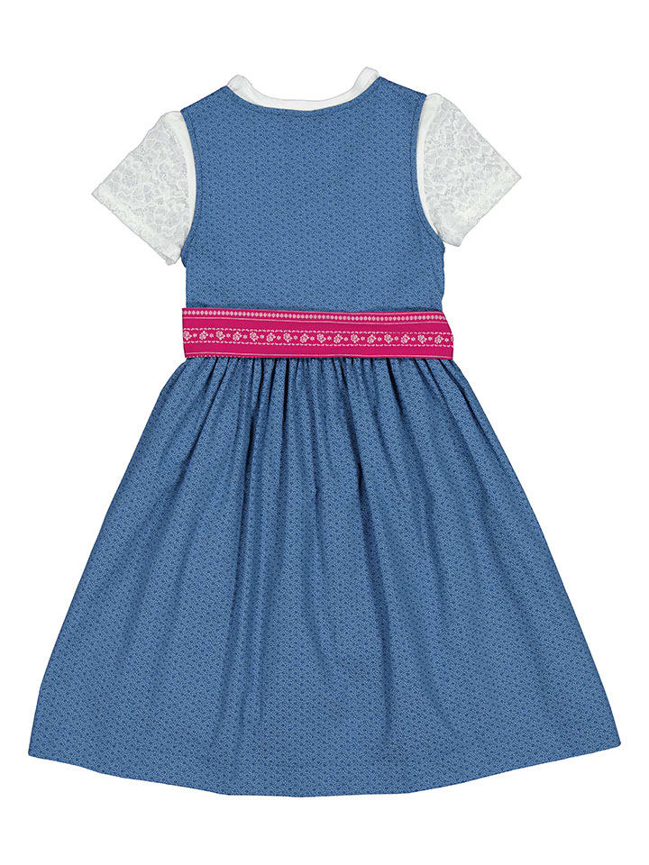 Turi Landhaus Dirndl in Blau/ Pink günstig kaufen
