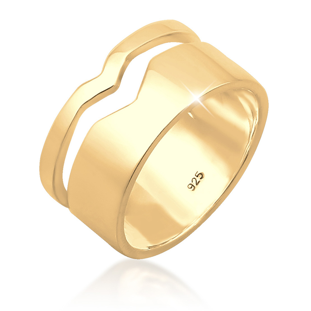 Elli Elli Bague Femme Découpée Tendance de Base en Argent Sterling 925 Bague