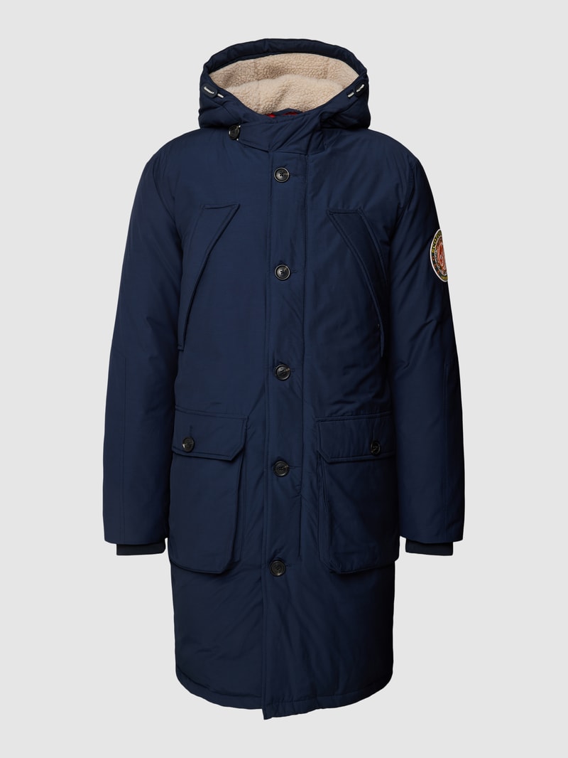 Parka mit Label-Patch in marineblau