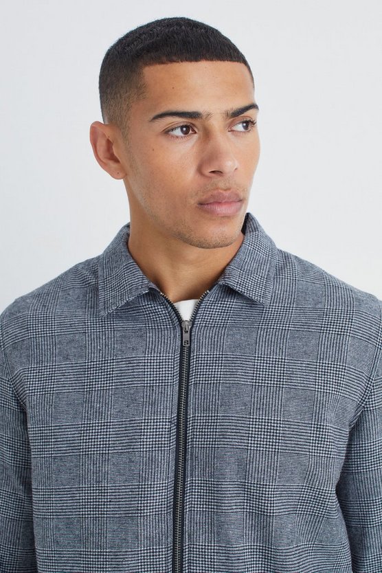 Long Sleeve Check Zip Overshirt