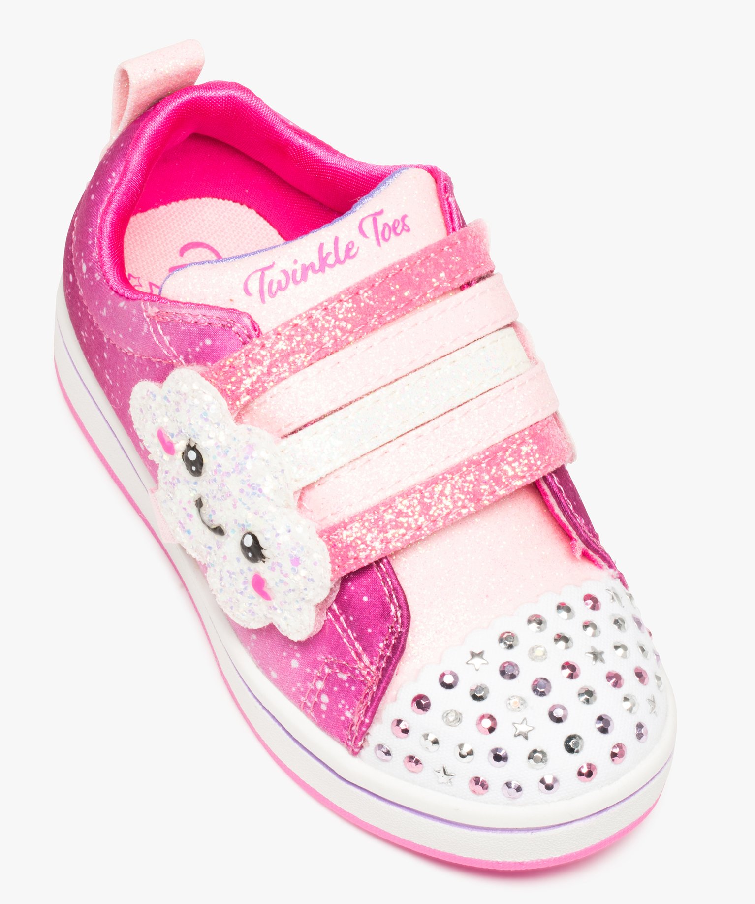 Bakets fille pailletées et lumineuses à scratch - Skechers rose | GEMO