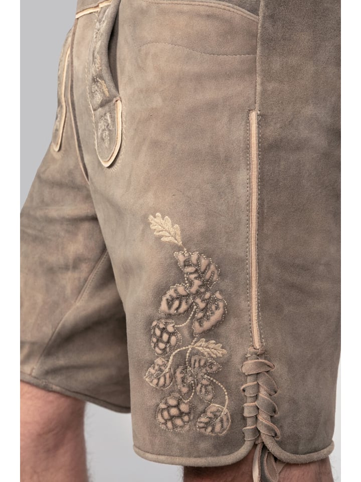 Edelnice Kurze Wildbock Lederhose Kare in grau günstig kaufen