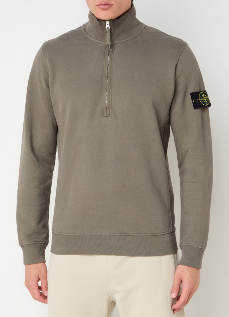 Πουλόβερ Stone Island 63420 με μισό φερμουάρ και λογότυπο
