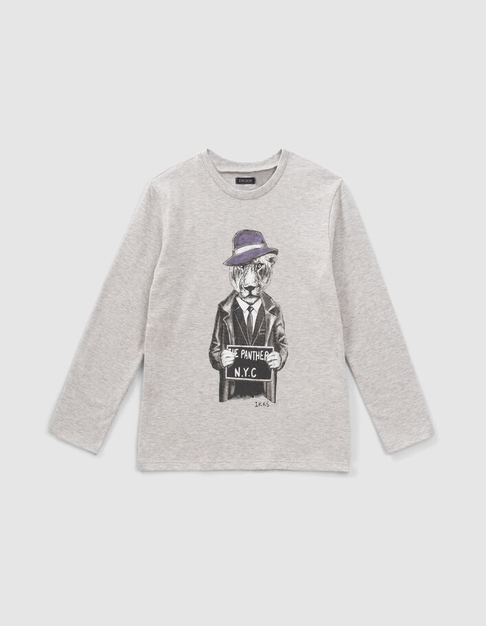 T-shirt gris visuel panthère-gangster garçon