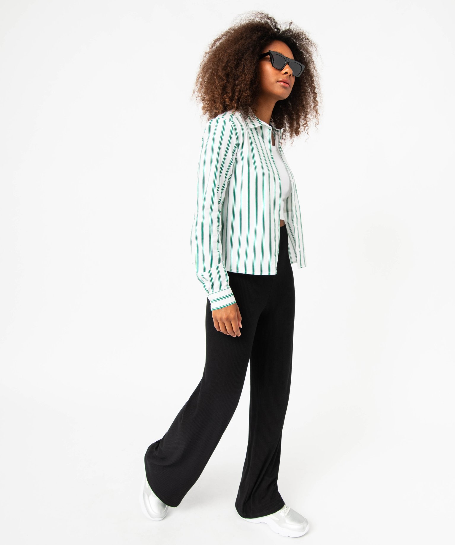 Pantalon large en maille ctelée femme noir | GEMO