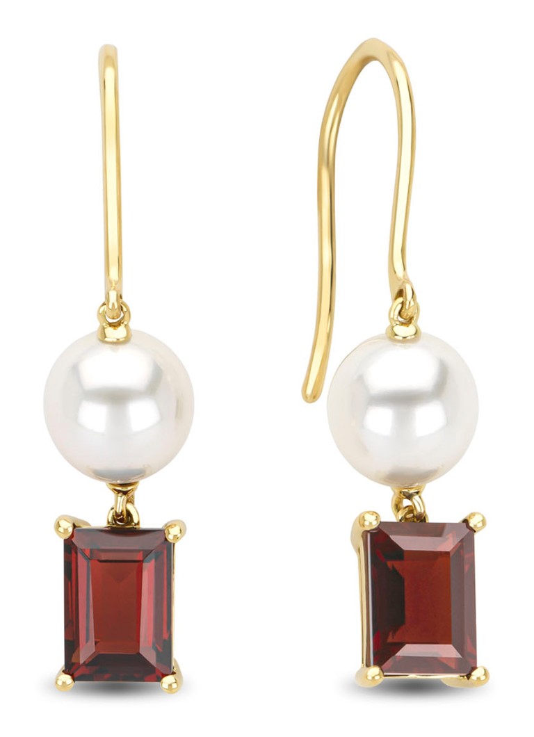 Diamond Point Yellow gold earrings, 2.89 ct garnet, Riviera