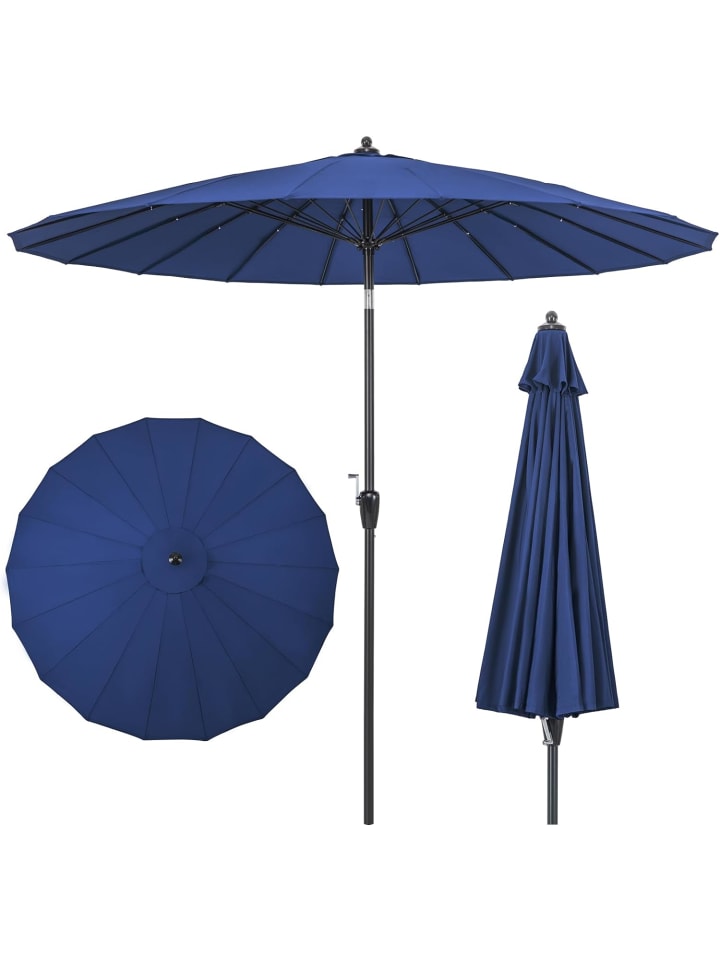 COSTWAY Sonnenschirm mit Kurbel 265cm in Blau günstig kaufen onesize