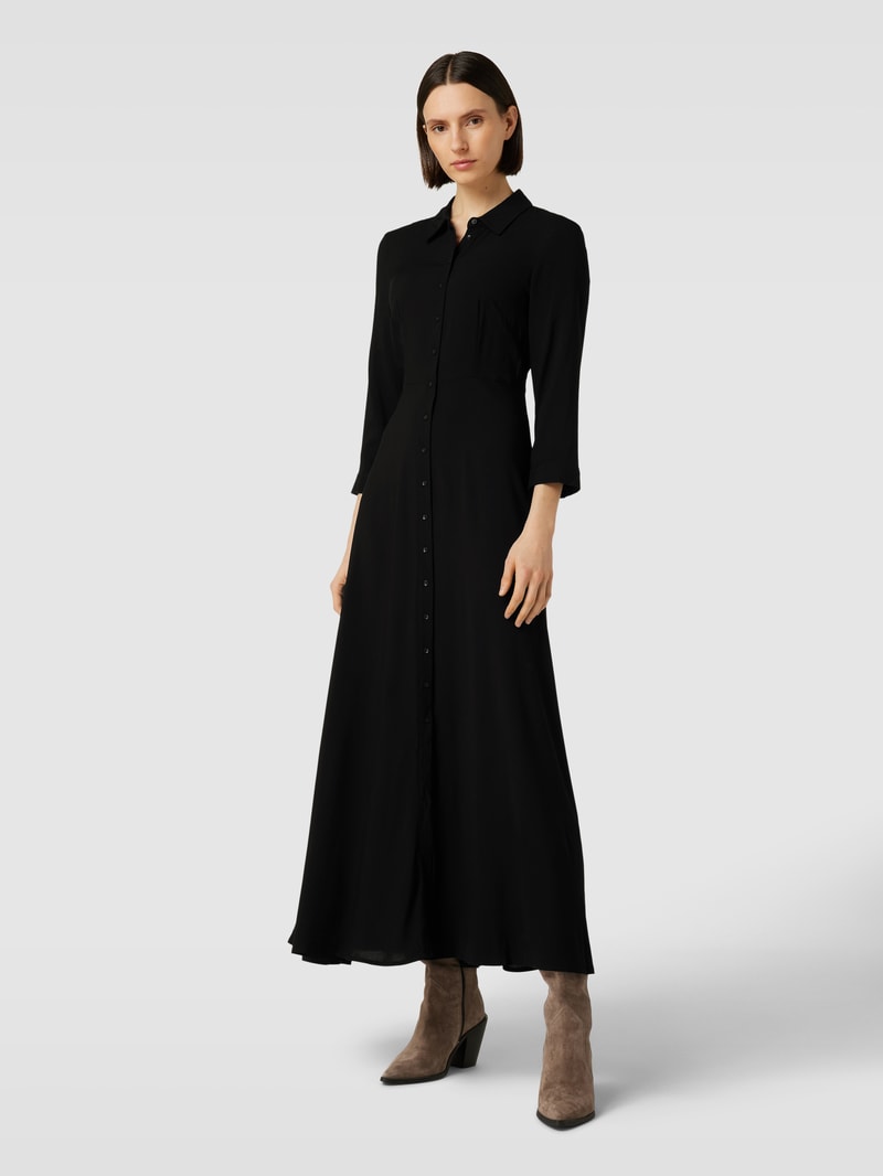 Maxikleid mit Knopfleiste Modell 'SAVANNA' in black