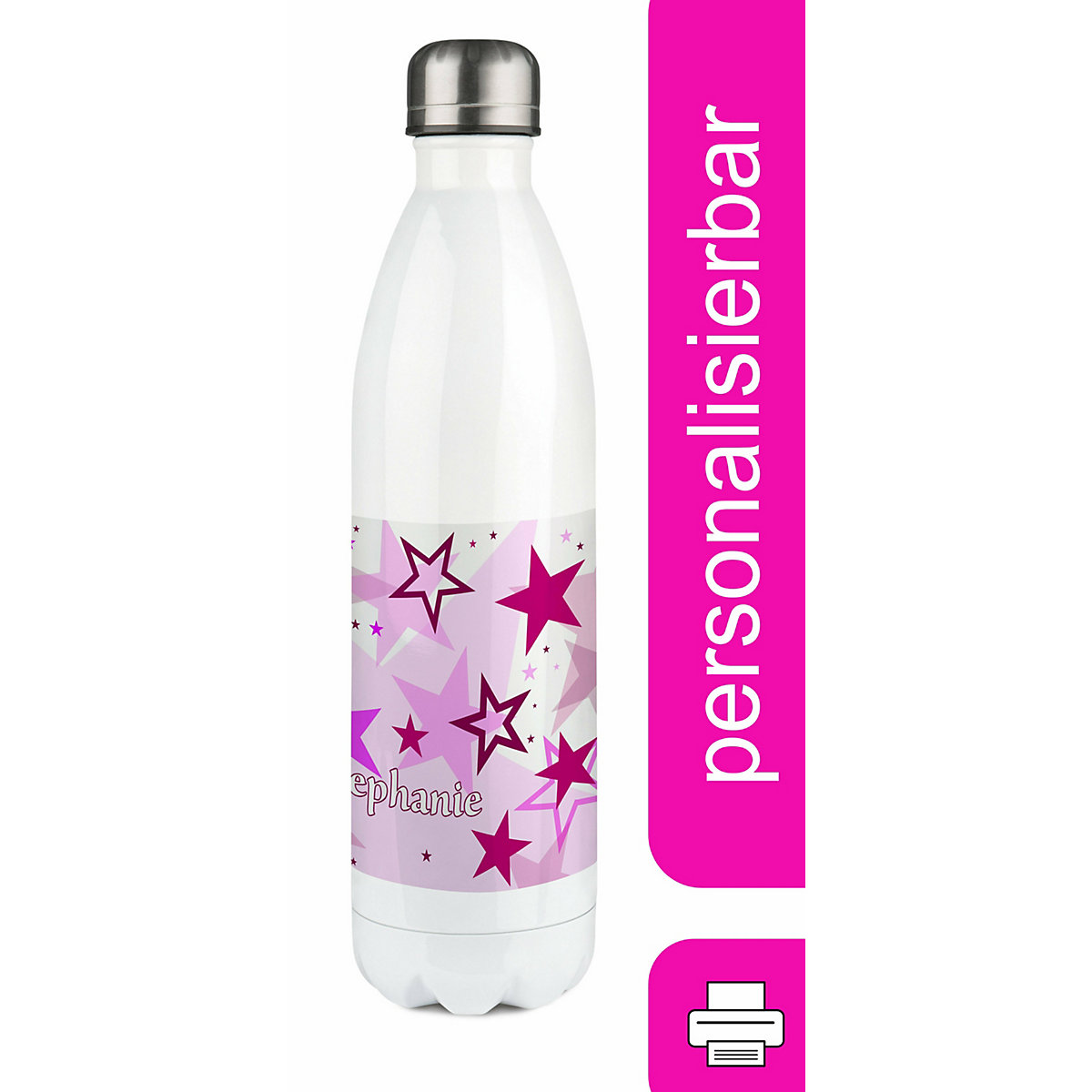 Edelstahl Kinder Thermoflasche / Trinkflasche bunt Sternenhimmel Farbe rosa Spülmaschinenfest, Auslaufsicher, Bruchfest, Doppelwandig, Für Heißgetränke geeignet, Mit Deckel, Isoliert