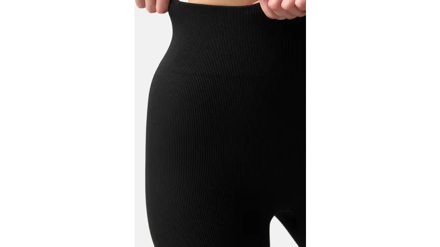 NUR DIE Damen Leggings in Ripp-Optik Relax & Go High Waist schwarz