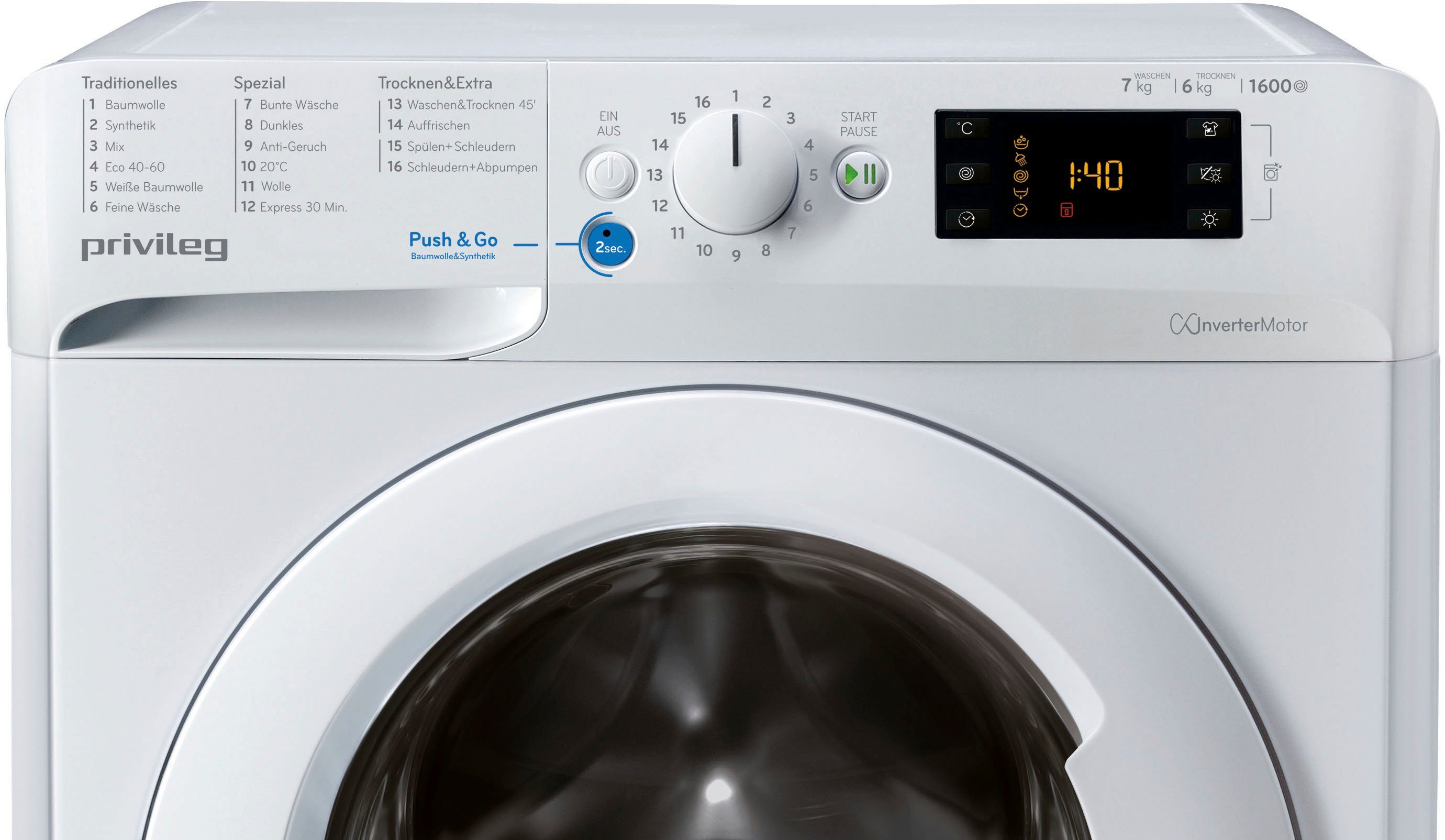 Privileg Waschtrockner PWWT X 76G6 DE N, 7 kg, 6 kg, 1600 U/min