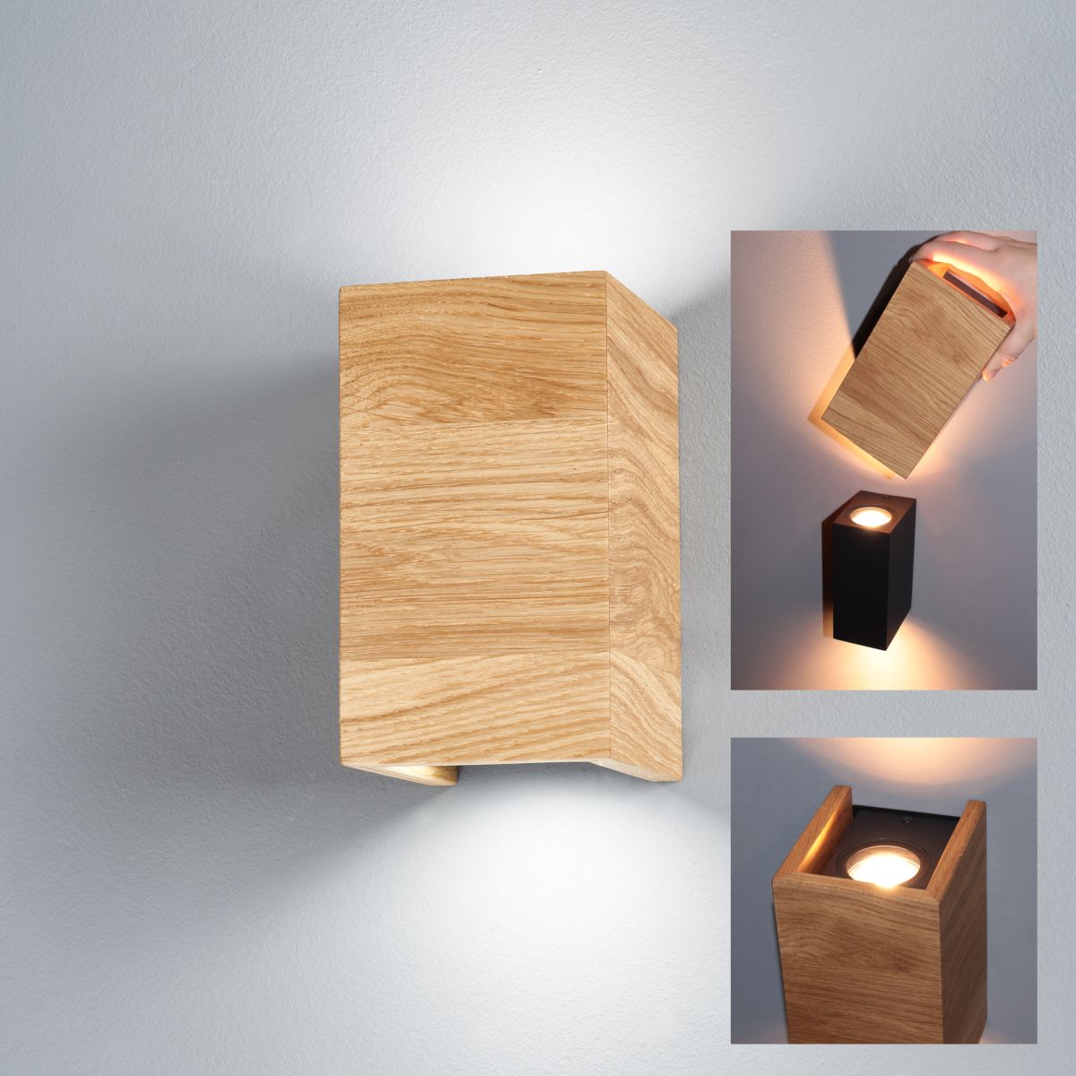Fischer & Honsel 2-flg LED Wandlampe Shine-Wood 10 cm