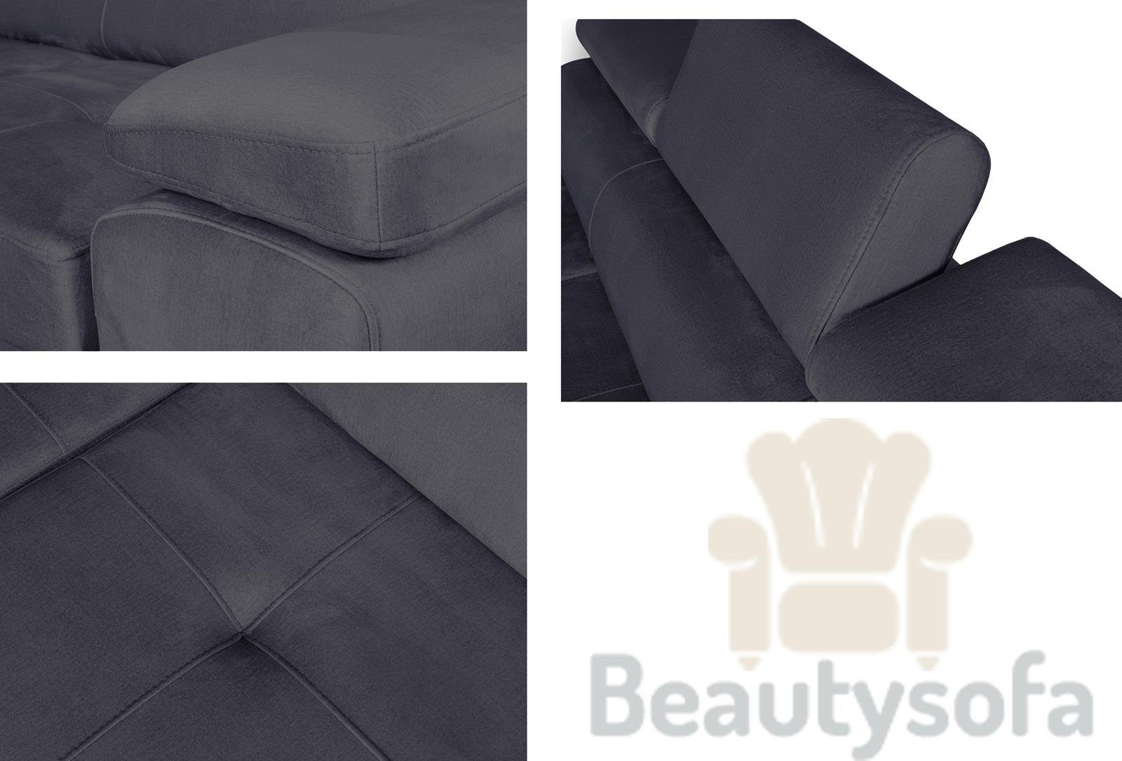 Beautysofa Schlafsofa Couch Dreisitzer Schlafsofa modernen Stil, mit Verstellbare Kopfstütze, Schlaffunktion