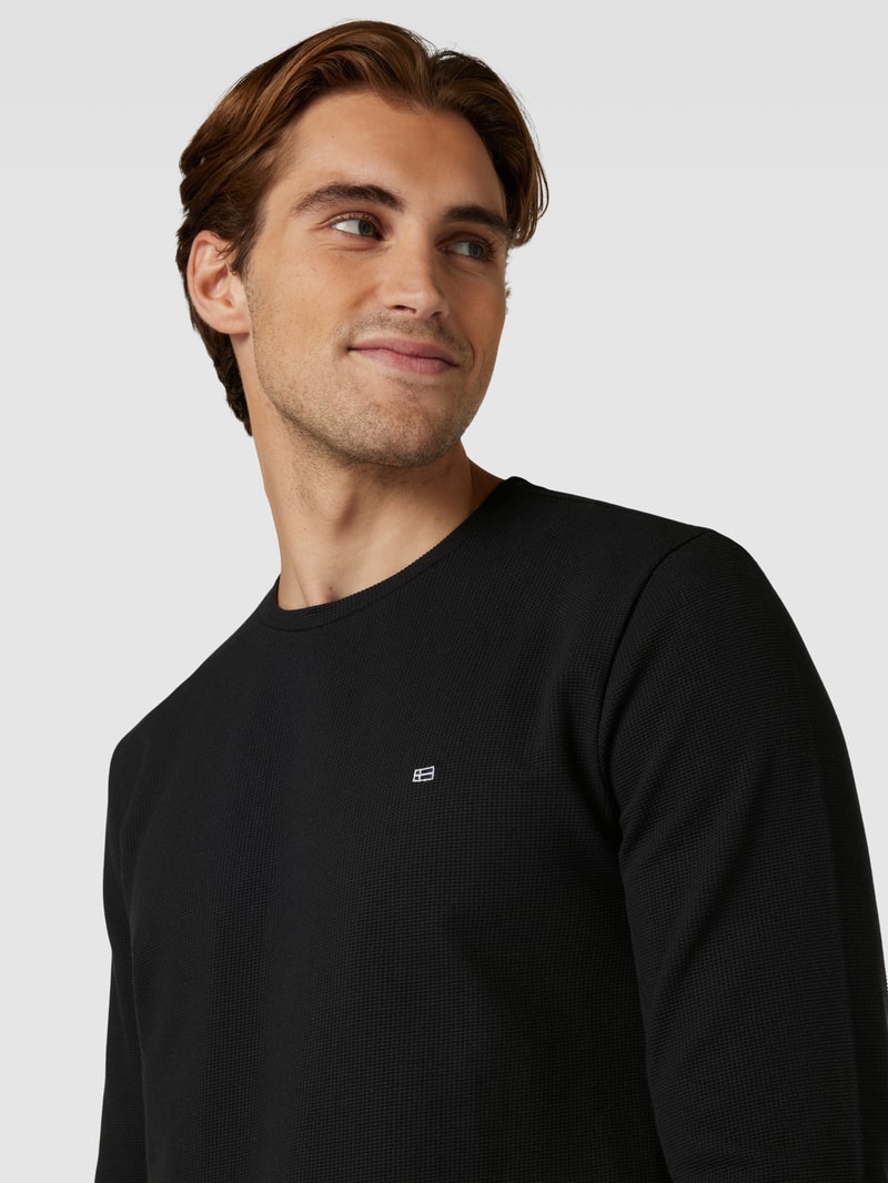 Longsleeve mit Waffelstruktur in schwarz