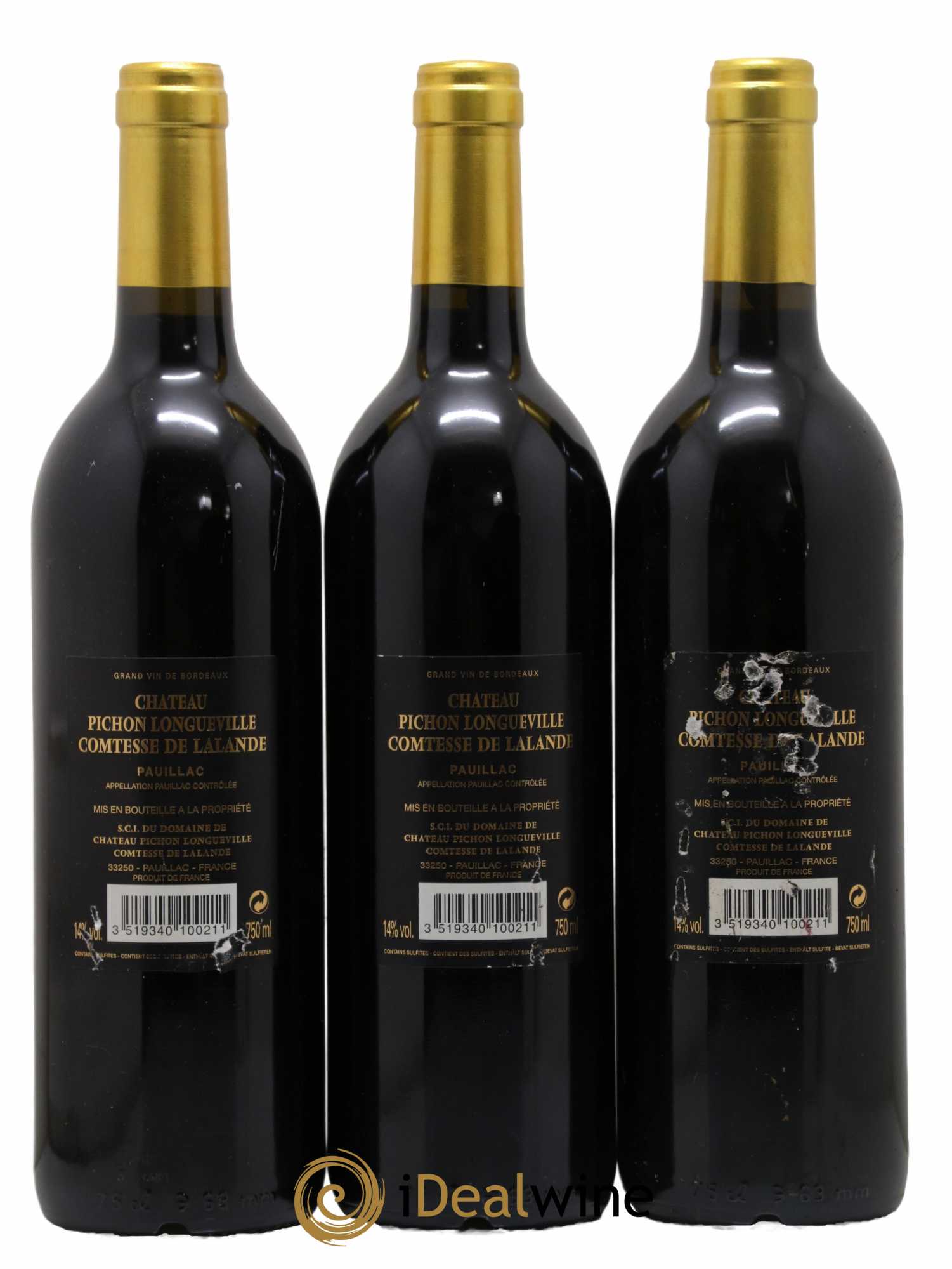 Château Pichon Longueville Comtesse de Lalande 2ème Grand Cru Classé  2010 - Lot de 3 Bouteilles