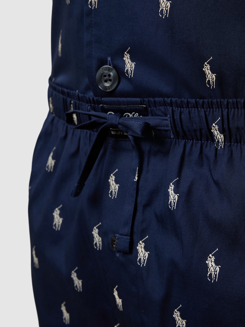 Pyjama mit Kontrastpaspeln Modell 'WOVEN' in marineblau