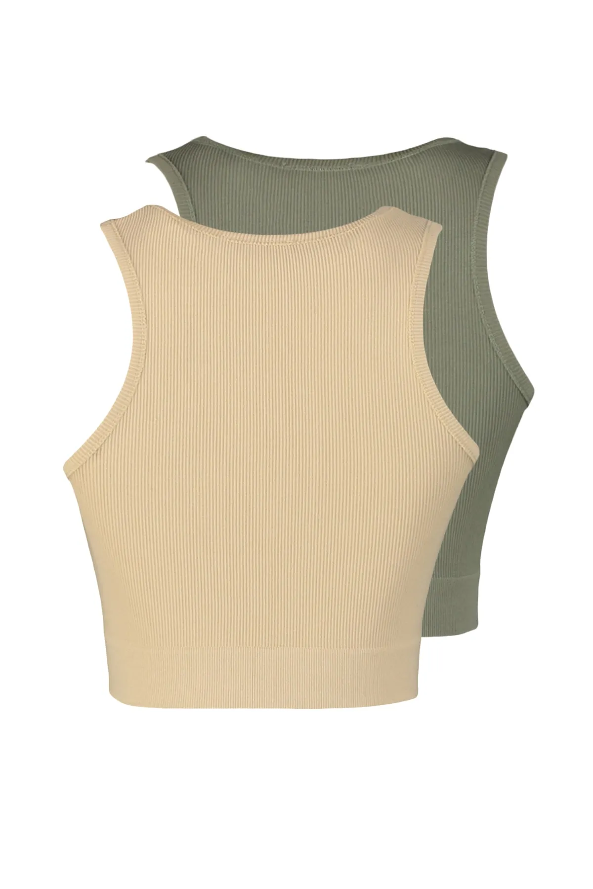 Trendyol Collection  Khaki-Stone 2-teiliger nahtloser/nahtloser, leicht stützender/formender gestrickter Sport-BH TWOSS22SS00000