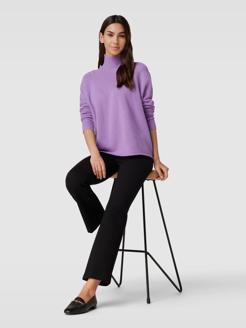 Strickpullover aus Schurwolle mit Stehkragen Modell 'LYZA' in flieder