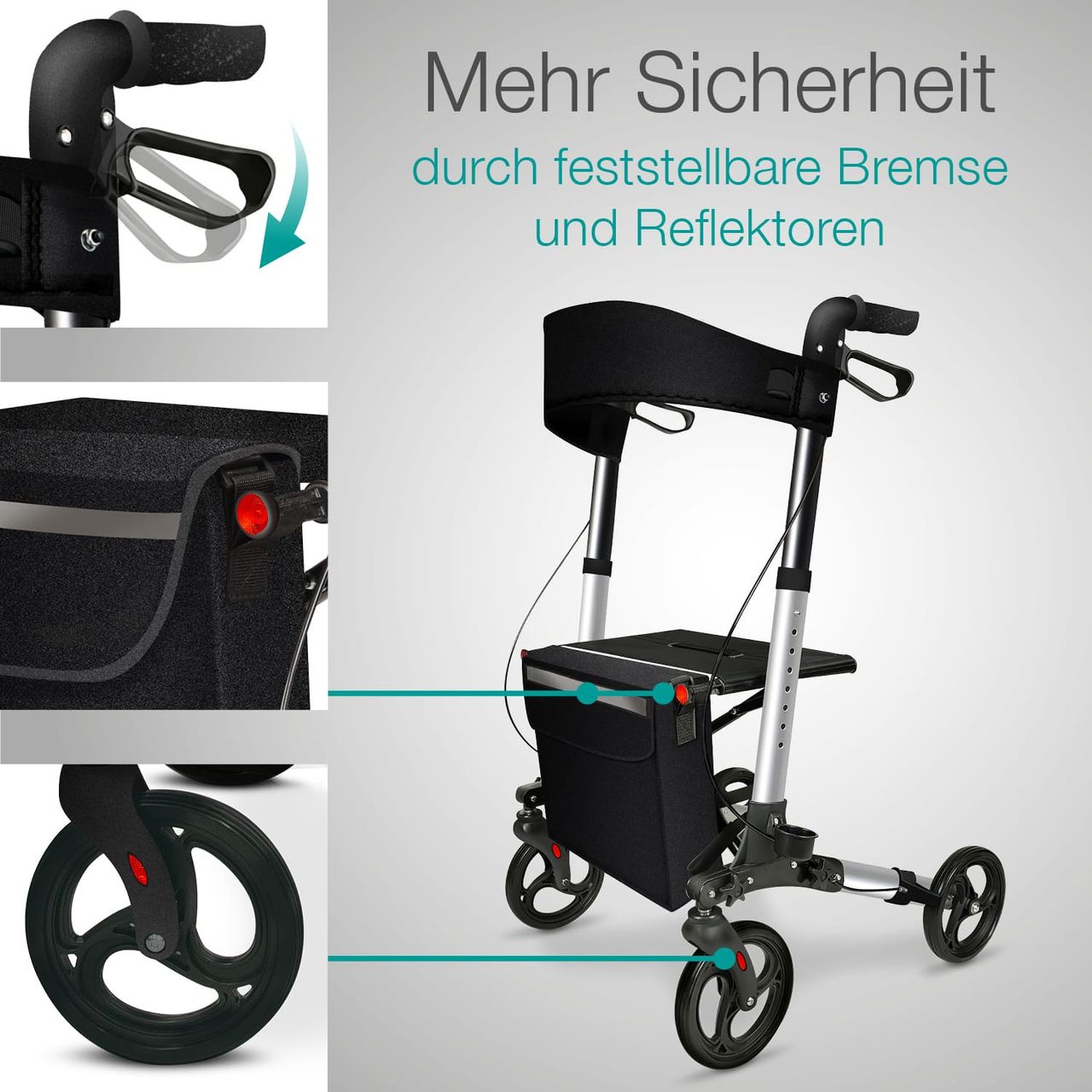 Aktivshop Alu Leichtgewichtrollator »Move«, Silber faltbar