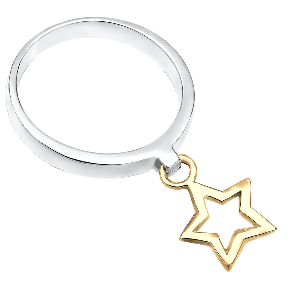 Elli Elli Bague Pendentif étoile pour Femmes en argent sterling 925 Bague